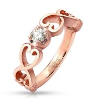 Ring 6 Herzen Rosegold aus Edelstahl Damen