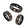 Ring doppeltes Holz-Inlay schwarz aus Edelstahl Unisex