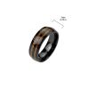 Ring doppeltes Holz-Inlay schwarz aus Edelstahl Unisex