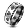 Ring Poker Karten Silber/Schwarz aus Edelstahl Unisex