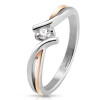 Ring zweifarbig mit Zirkonia-Kristall aus Edelstahl Damen 60 (19.1)
