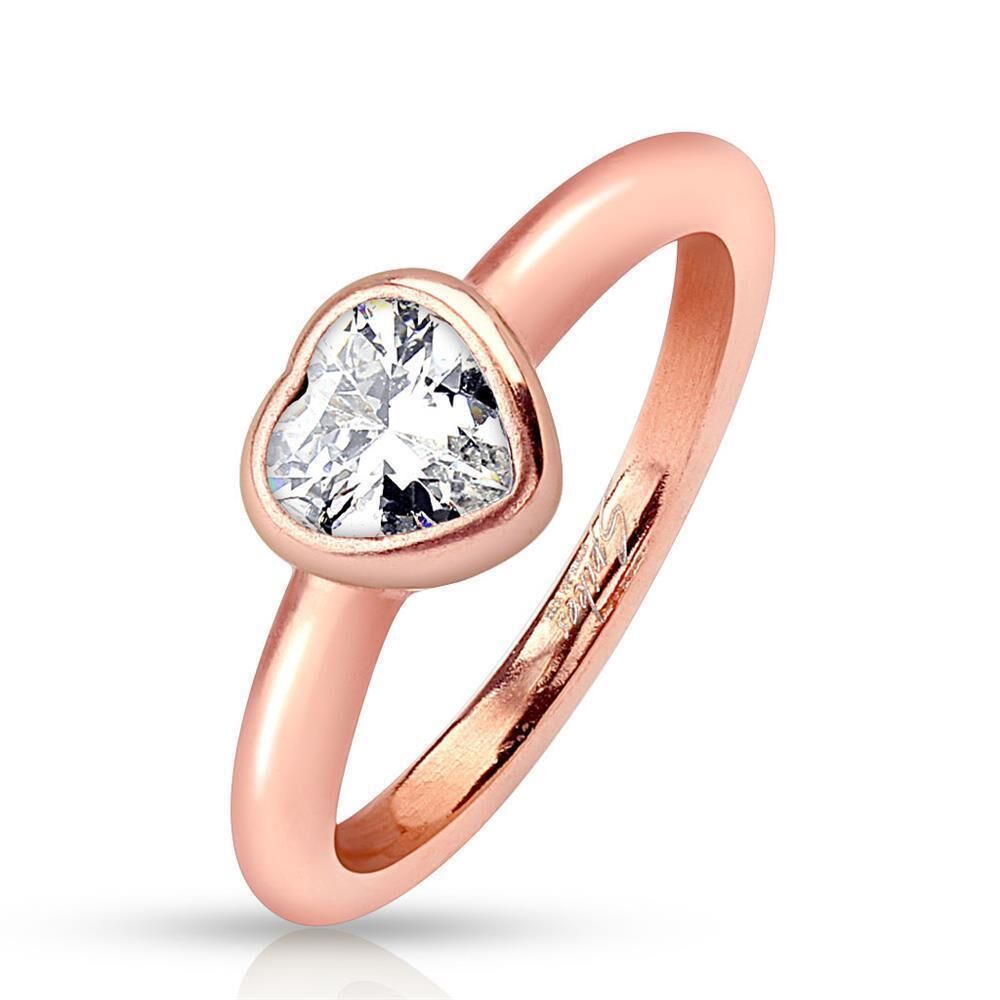54 (17.2) Herz Kristallring rosegold rosé für Damen Love Liebe (Ring Fingerring Partnerringe Verlobungsringe Trauringe Damenring aus Edelstahlring Chirurgenstahl)