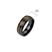 60 (19.1) Ring doppeltes Holz-Inlay schwarz aus Edelstahl Unisex