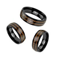 67 (21.3) Ring doppeltes Holz-Inlay schwarz aus Edelstahl Unisex