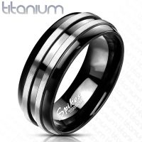 Ring mit Holz Mittelring Braun aus Titan Unisex