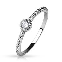 Ring Kristall schmal Silber aus Edelstahl Damen
