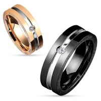 Ring zweifarbig Paare Schwarz aus Edelstahl Unisex