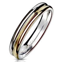 Ring doppelreihig zweifarbig gold/silber aus Edelstahl...