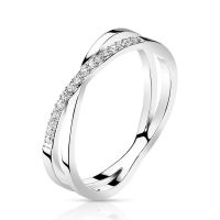 Ring gekreuzte Ringschiene mit Kristallen aus Edelstahl Damen 49-60