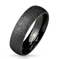 Ring sand-gestrahlt Schwarz aus Edelstahl Unisex