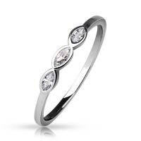 Ring Kristalle schmal Silber aus Messing Damen