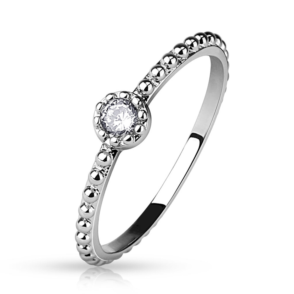 49 (15.6) Kristall Fingerring schmal silber Damen Zirkonia Stein