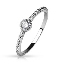 49 (15.6) Kristall Fingerring schmal silber Damen Zirkonia Stein