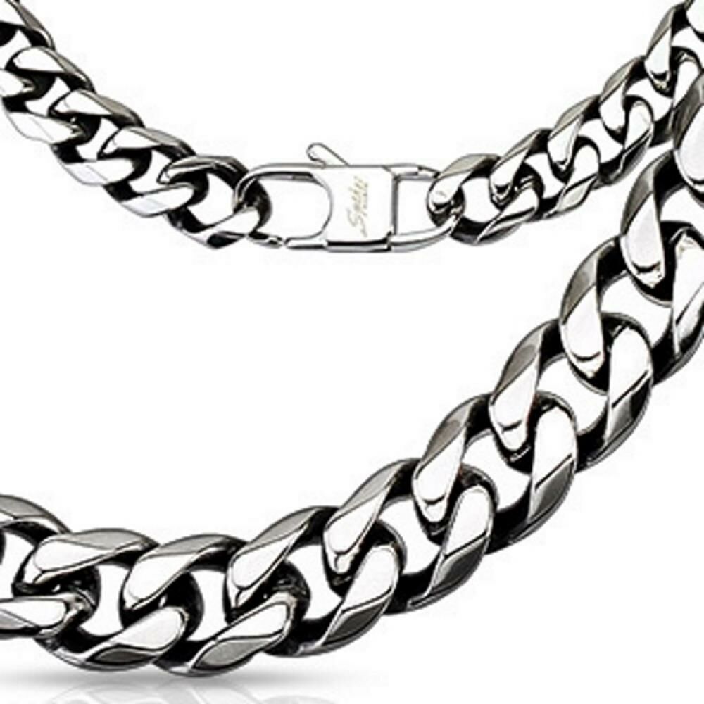 Königskette massiv 10mm breit Silber aus Edelstahl Herren