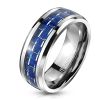 60 (19.1) Ring blaues Carbon-Inlay silber aus Titan Unisex