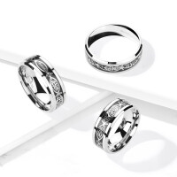 62 (19.7) Ring Jesus Fisch schwarz/silber aus Edelstahl Unisex