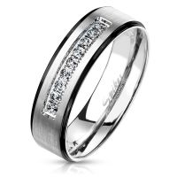 62 (19.7) Ring Paare Silber mit schwarzen Außenringen und Kistallen aus Edelstahl Unisex