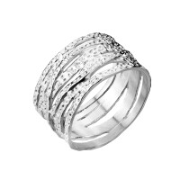 60 (19.1) Ring gekreuzt und gehämmert silber aus Edelstahl Damen