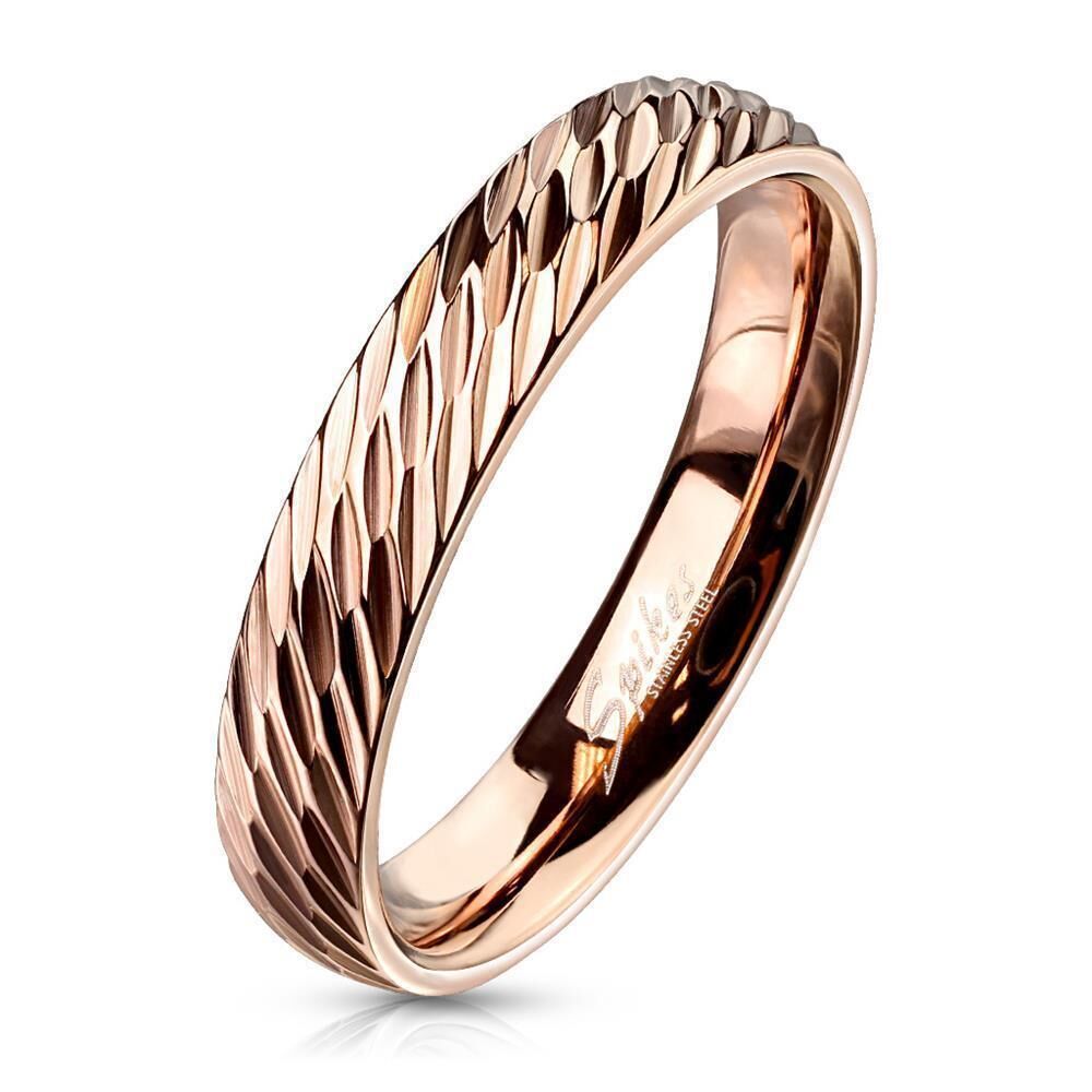52 (16.6) Ring mit Diamantschnitt Rosegold aus Edelstahl Damen