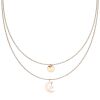 Kette Doppelkette Plättchen, Mond Sterne rosegold Edelstahl Damen