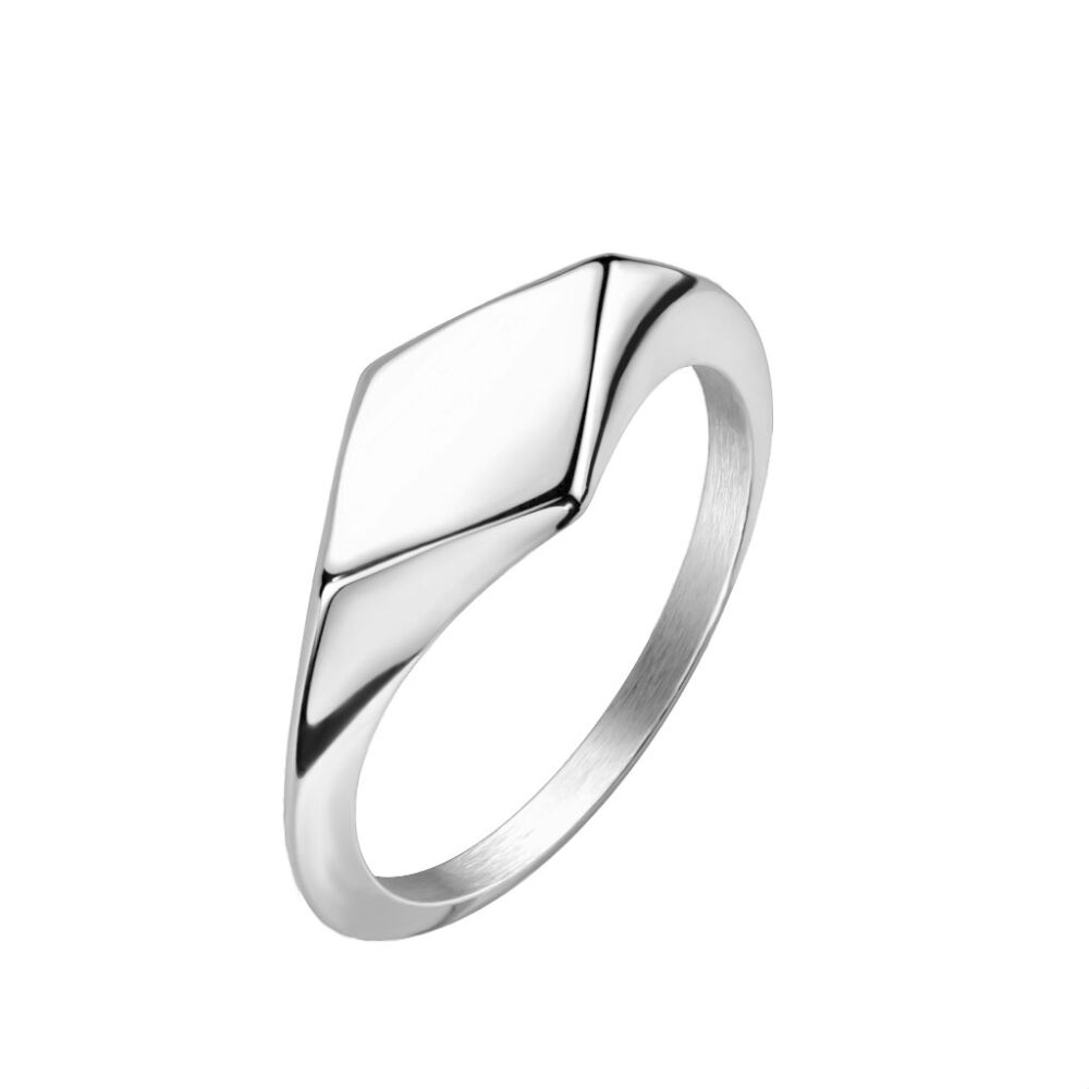 62 (19.7) Ring klassischer Siegelring Raute silber Edelstahl Unisex