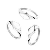 62 (19.7) Ring klassischer Siegelring Raute silber aus Edelstahl Unisex