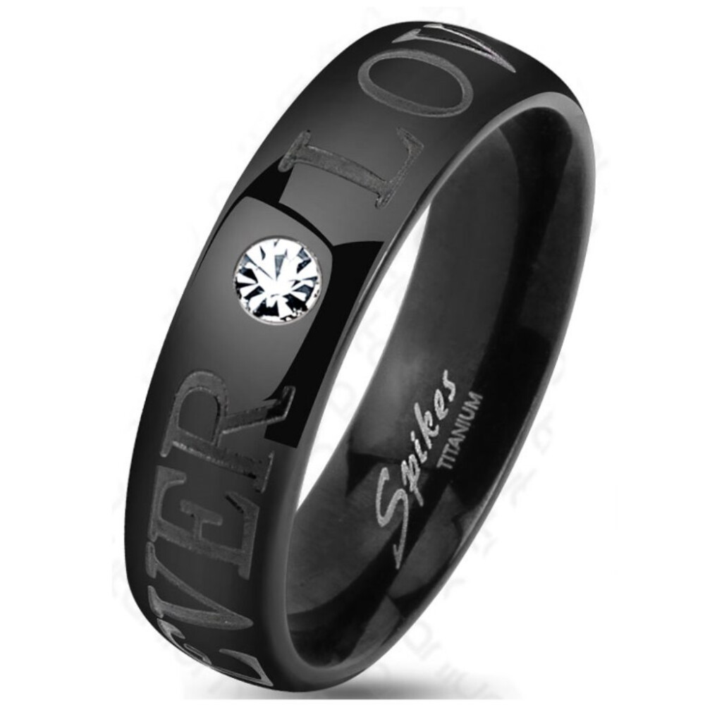 67 (21.3) Partner Couple Ring Titan "Forever Love" Ewige Liebe schwarz